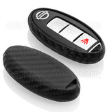 TBU car TBU car Autoschlüssel Hülle kompatibel mit Nissan 3 Tasten (Keyless Entry) - Schutzhülle aus Silikon - Auto Schlüsselhülle Cover in Carbon