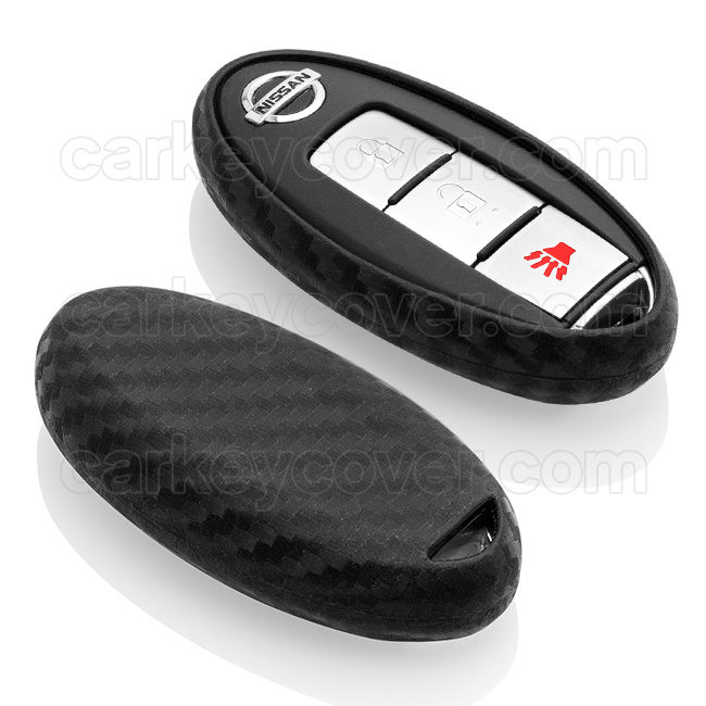 TBU car Nissan Capa Silicone Chave do carro - Capa protetora - Tampa remota FOB - Carbon