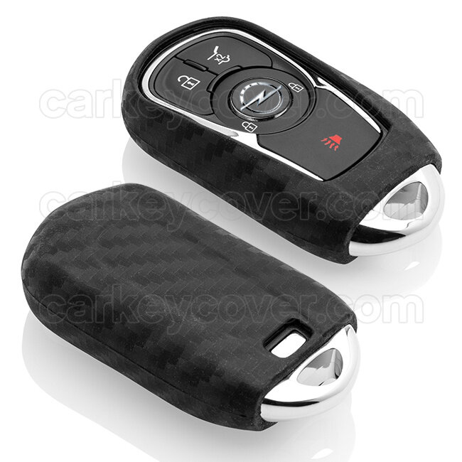 Autoschlüssel Hülle kompatibel mit Opel 3 Tasten (Keyless Entry) - Schutzhülle aus Silikon - Auto Schlüsselhülle Cover in Carbon
