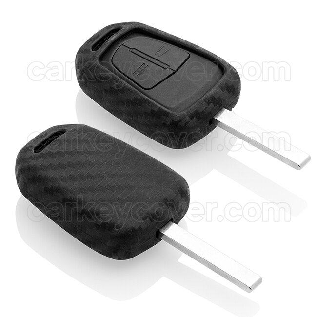 Capa para chave do carro compatível com Opel - Capa Protetora de Chave Remota de Silicone - Tampa Remota FOB - Carbono