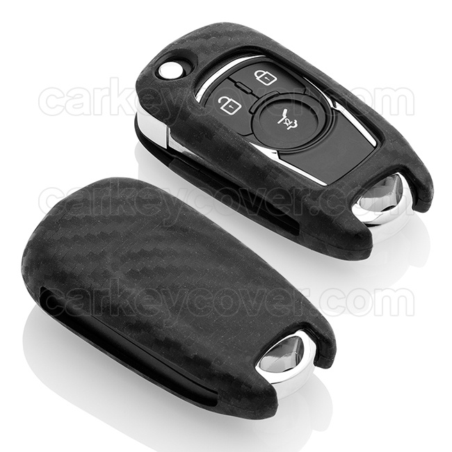 TBU car TBU car Autoschlüssel Hülle kompatibel mit Opel 2 Tasten - Schutzhülle aus Silikon - Auto Schlüsselhülle Cover in Carbon