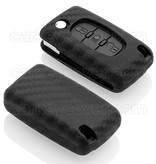 TBU car TBU car Funda Carcasa llave compatible con Peugeot - Funda de Silicona - Cover de Llave Coche - Carbon