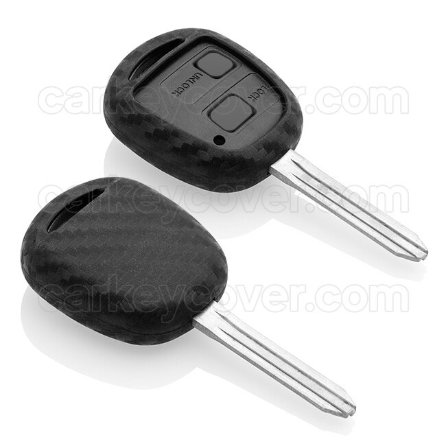 Capa para chave do carro compatível com Toyota - Capa Protetora de Chave Remota de Silicone - Tampa Remota FOB - Carbono