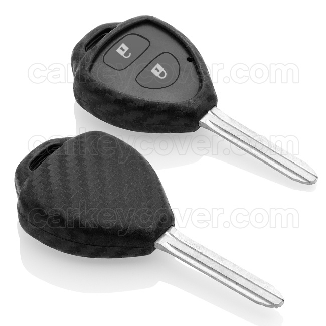 TBU car TBU car Car key cover compatible with Toyota - Silicone Protective Remote Key Shell - FOB Case Cover - Carbon