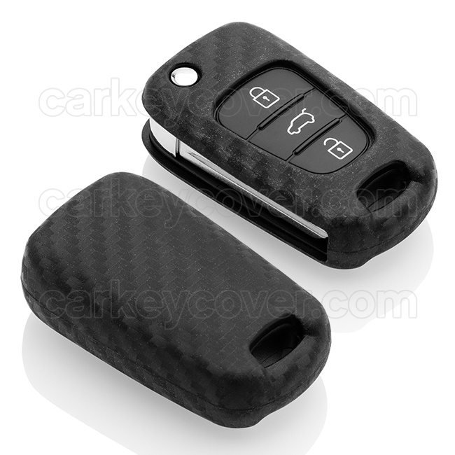 TBU car TBU car Funda Carcasa llave compatible con Hyundai - Funda de Silicona - Cover de Llave Coche - Carbon