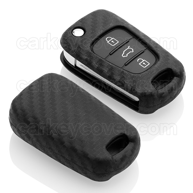 TBU car TBU car Housse de Protection clé compatible avec Hyundai - Coque Cover Housse étui en Silicone - Carbon