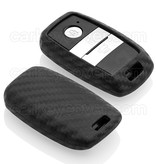 TBU car TBU car Autoschlüssel Hülle kompatibel mit Kia 3 Tasten (Keyless Entry) - Schutzhülle aus Silikon - Auto Schlüsselhülle Cover in Carbon