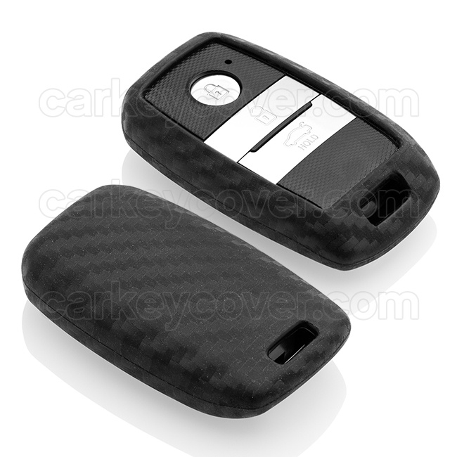 TBU car TBU car Autoschlüssel Hülle kompatibel mit Kia 3 Tasten (Keyless Entry) - Schutzhülle aus Silikon - Auto Schlüsselhülle Cover in Carbon