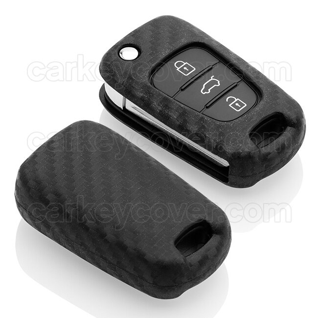 Capa para chave do carro compatível com Kia - Capa Protetora de Chave Remota de Silicone - Tampa Remota FOB - Carbono