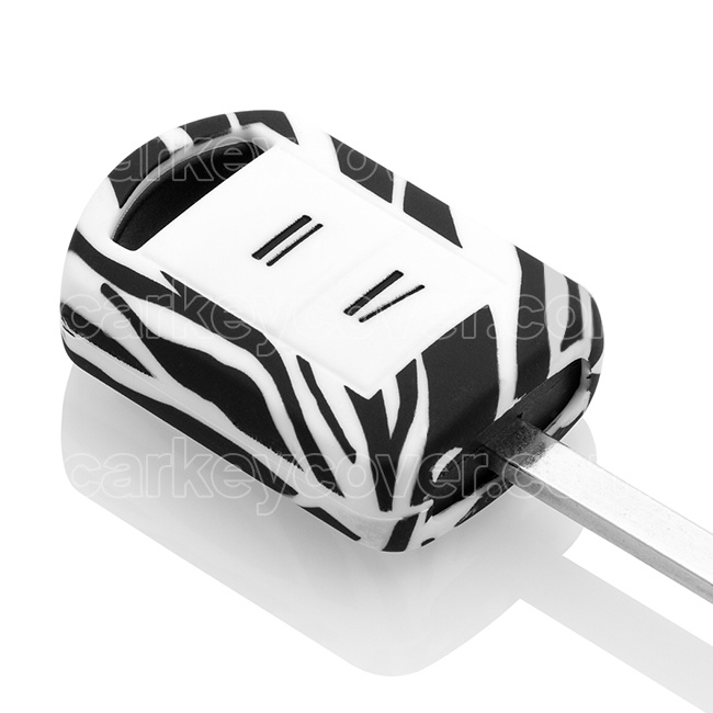 TBU car TBU car Car key cover compatible with Opel - Silicone Protective Remote Key Shell - FOB Case Cover - Zebra