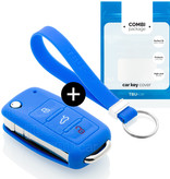 TBU car TBU car Car key cover compatible with VW - Silicone Protective Remote Key Shell - FOB Case Cover - Blue