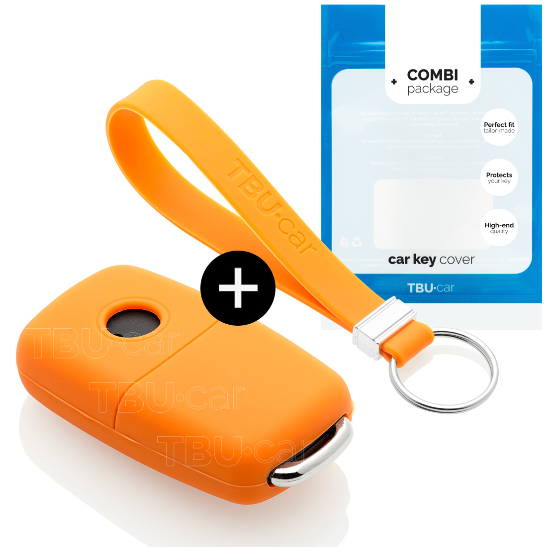 TBU car TBU car Car key cover compatible with VW - Silicone Protective Remote Key Shell - FOB Case Cover - Orange