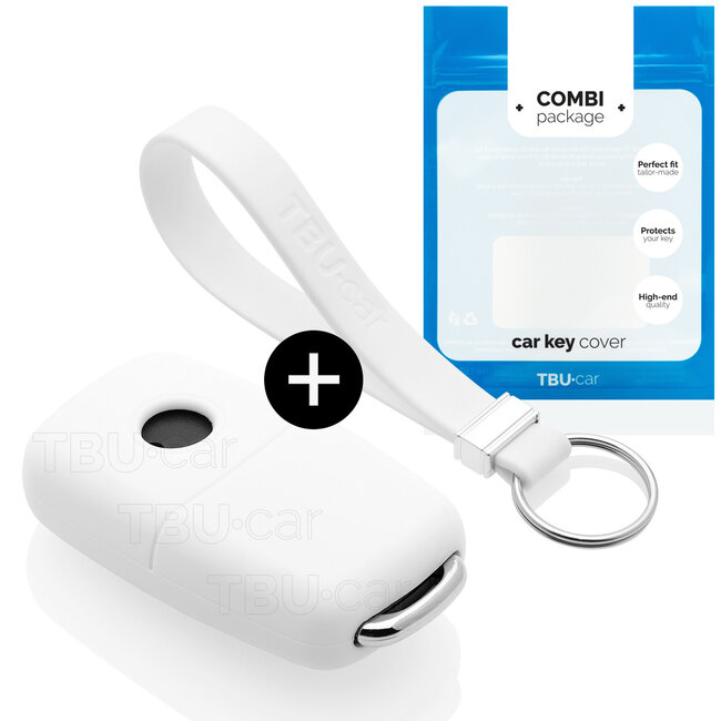 Car key cover compatible with VW - Silicone Protective Remote Key Shell - FOB Case Cover - White