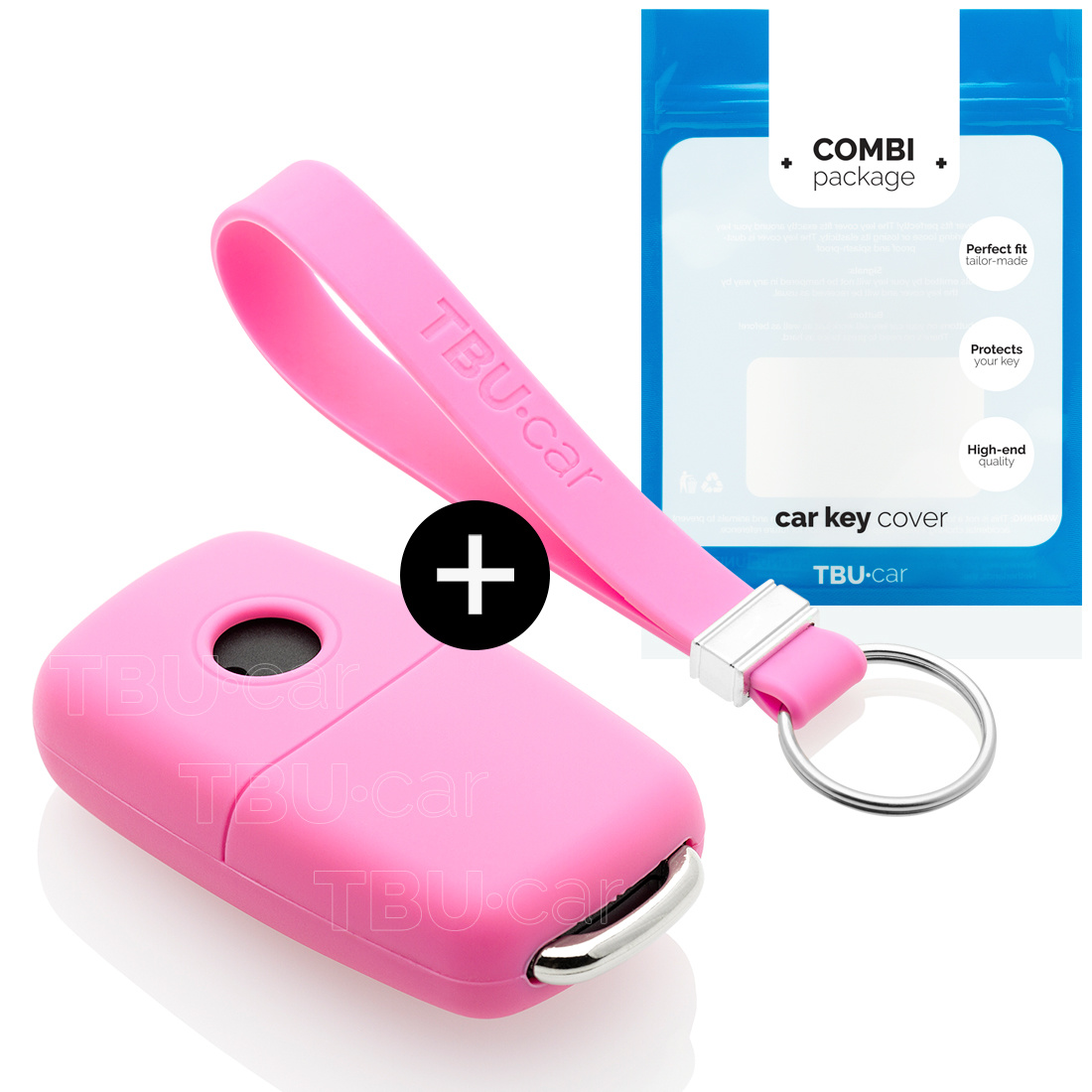 TBU car TBU car Car key cover compatible with VW - Silicone Protective Remote Key Shell - FOB Case Cover - Pink