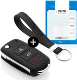 TBU car TBU car Car key cover compatible with VW - Silicone Protective Remote Key Shell - FOB Case Cover - Black