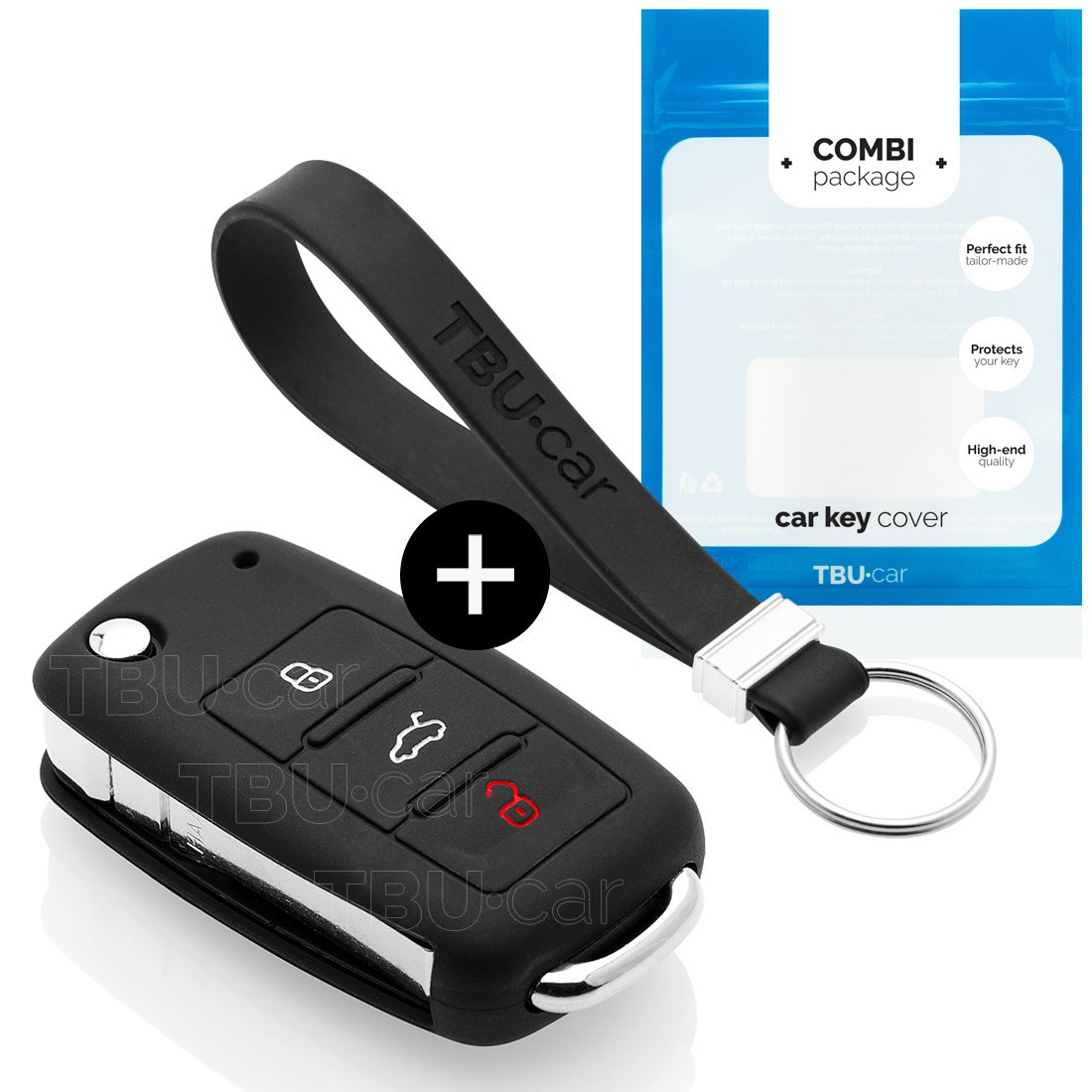 TBU car TBU car Car key cover compatible with VW - Silicone Protective Remote Key Shell - FOB Case Cover - Black