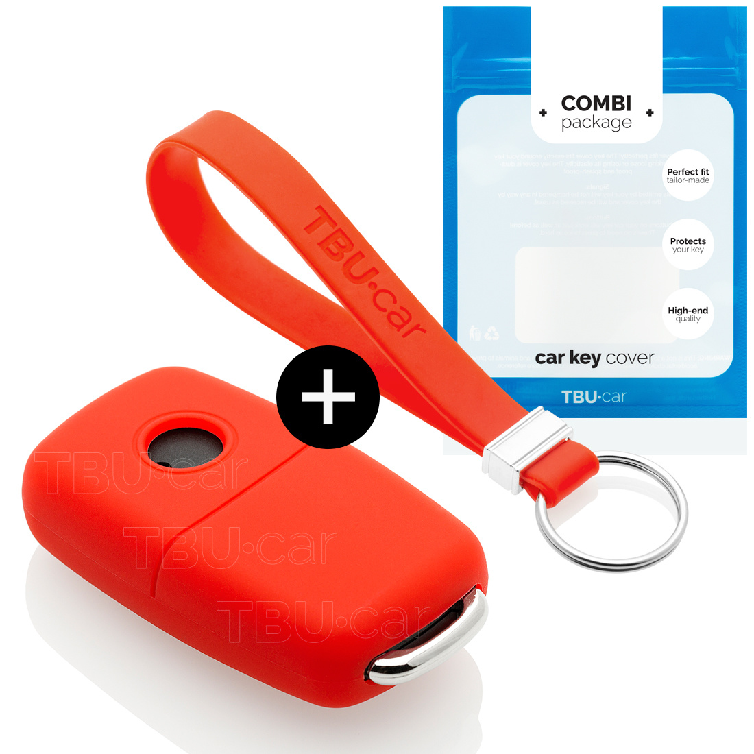 TBU car Audi Capa Silicone Chave do carro - Capa protetora - Tampa remota FOB - Vermelho