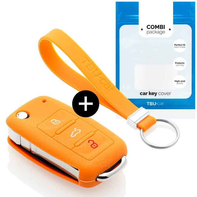 Car key cover compatible with Audi - Silicone Protective Remote Key Shell - FOB Case Cover - Orange