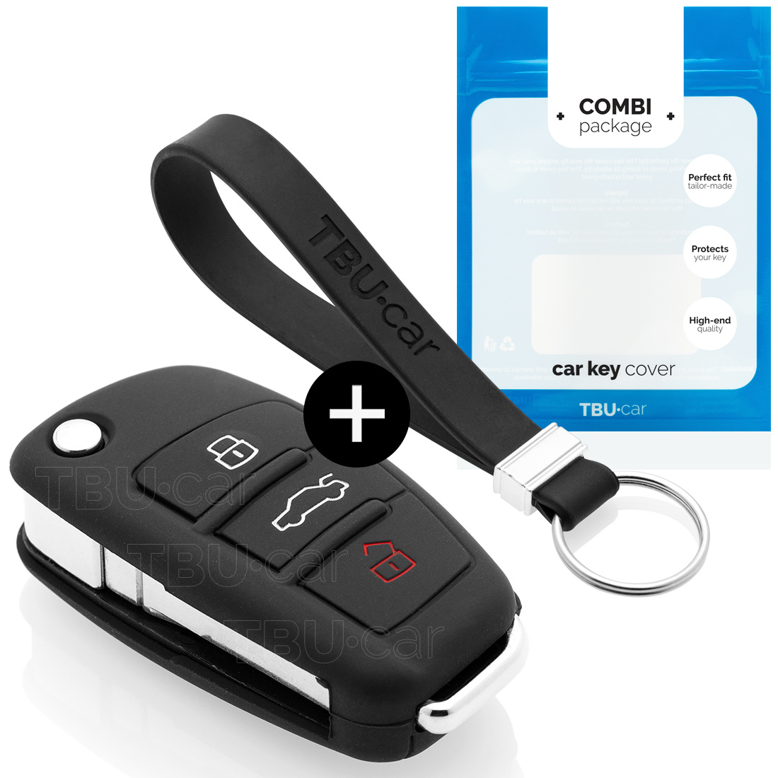 TBU car Audi Capa Silicone Chave do carro - Capa protetora - Tampa remota FOB - Preto