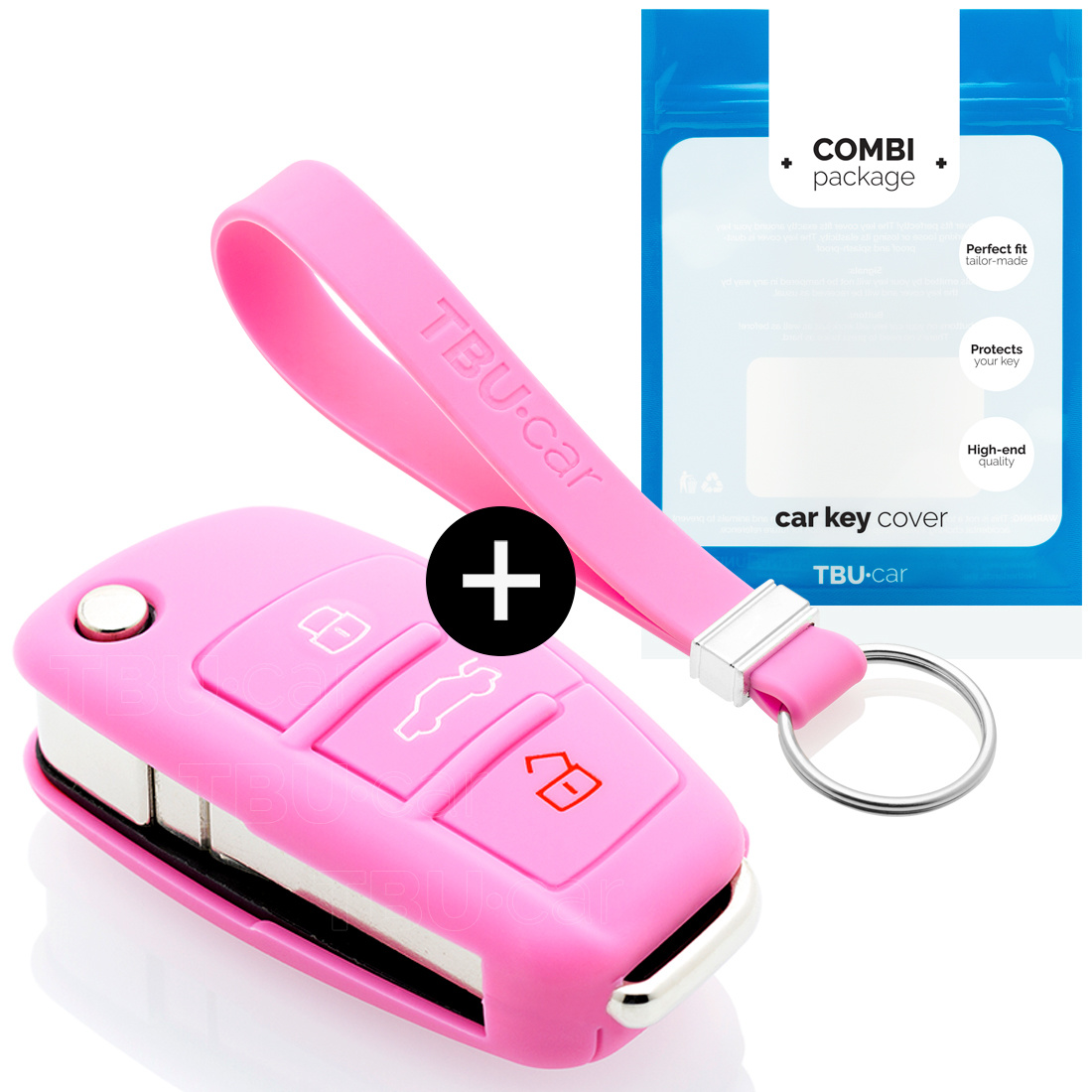 TBU car Audi Capa Silicone Chave do carro - Capa protetora - Tampa remota FOB - Rosa