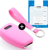 TBU car TBU car Car key cover compatible with Audi - Silicone Protective Remote Key Shell - FOB Case Cover - Pink