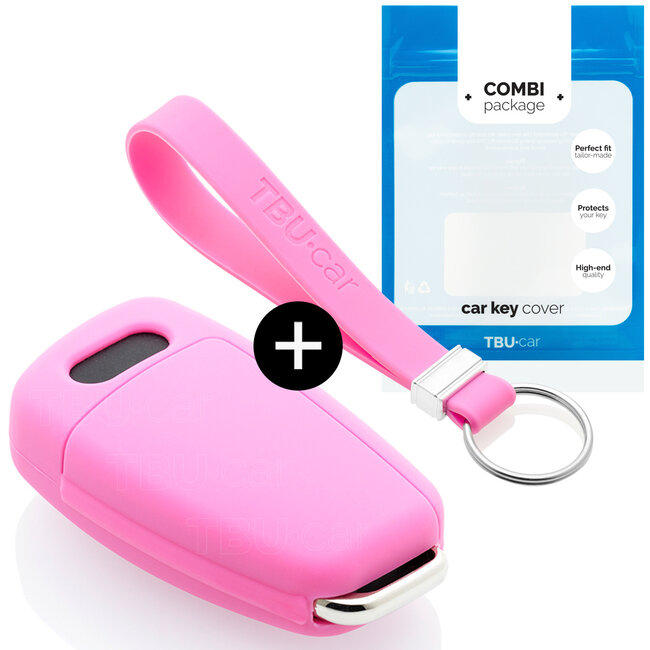 Capa para chave do carro compatível com Audi - Capa Protetora de Chave Remota de Silicone - Tampa Remota FOB - Rosa