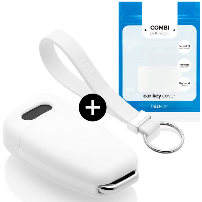 Car key cover compatible with Audi - Silicone Protective Remote Key Shell - FOB Case Cover - White