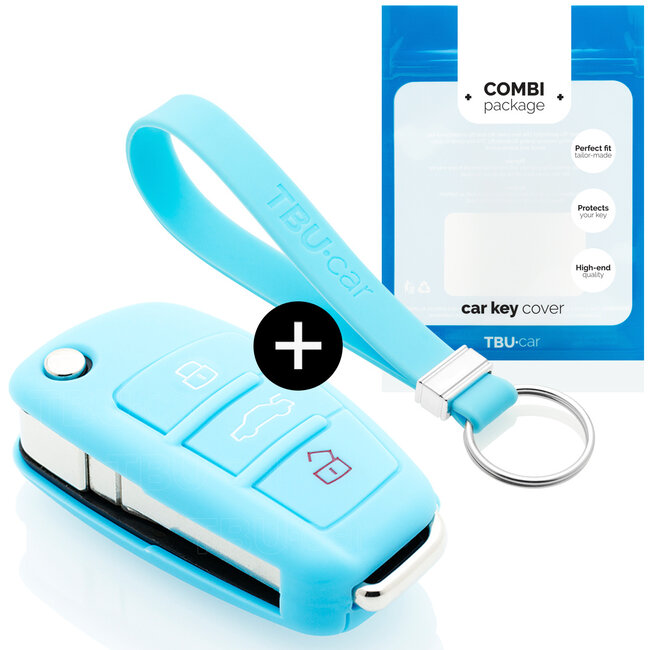 Housse de Protection clé compatible avec Audi - Coque Cover Housse étui en Silicone - Bleu clair