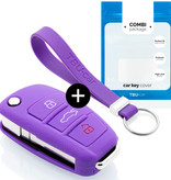 TBU car TBU car Funda Carcasa llave compatible con Audi - Funda de Silicona - Cover de Llave Coche - Violeta