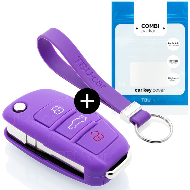 Funda Carcasa llave compatible con Audi - Funda de Silicona - Cover de Llave Coche - Violeta