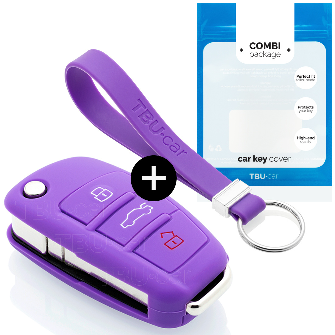 TBU car Audi Capa Silicone Chave do carro - Capa protetora - Tampa remota FOB - Roxo