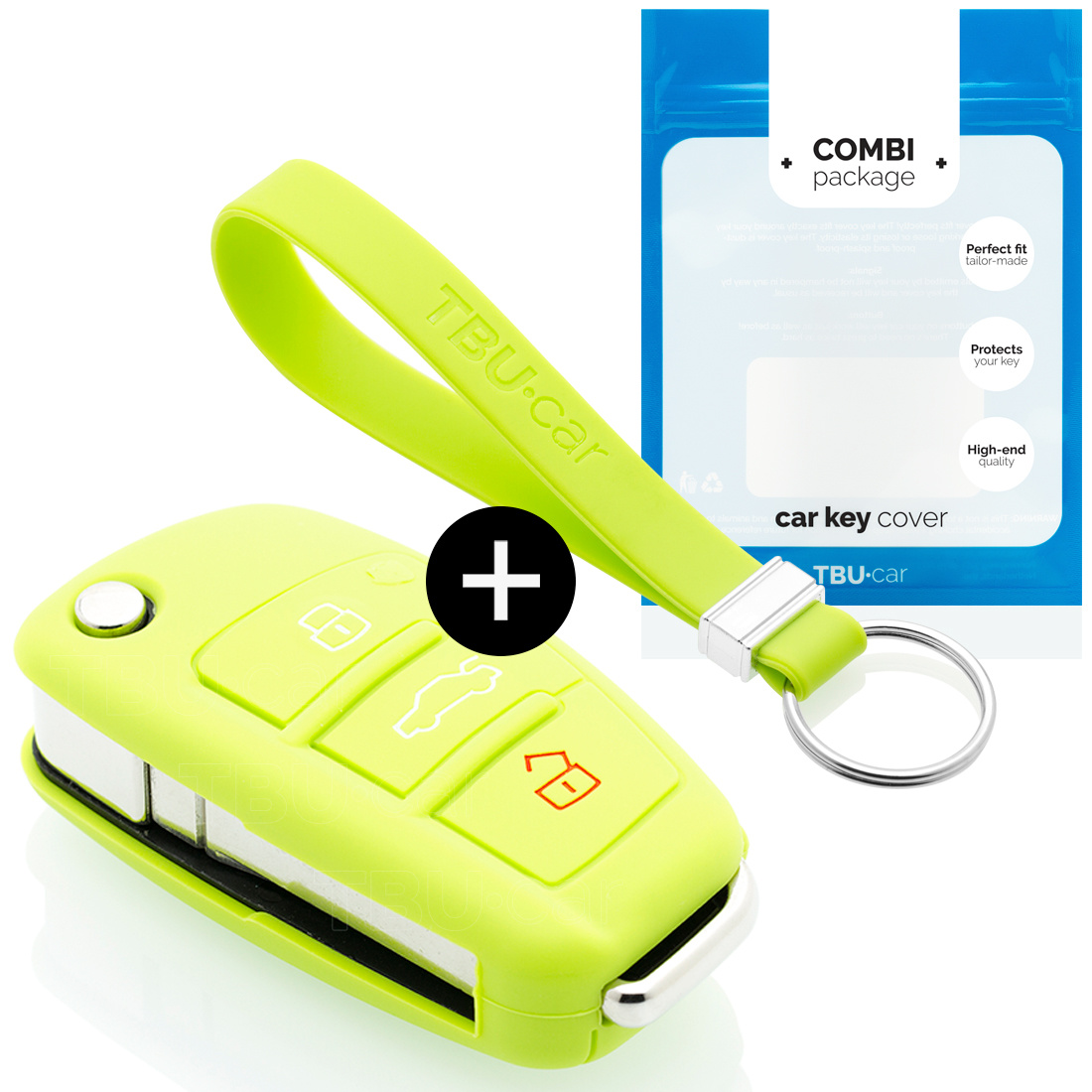 TBU car Audi Capa Silicone Chave do carro - Capa protetora - Tampa remota FOB - Verde lima