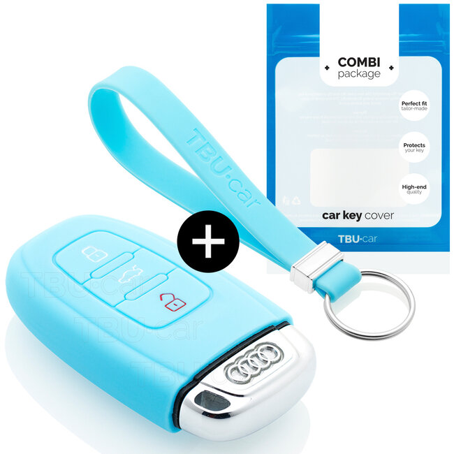 Autoschlüssel Hülle kompatibel mit Audi 3 Tasten (Keyless Entry) - Schutzhülle aus Silikon - Auto Schlüsselhülle Cover in Hellblau