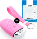 TBU car TBU car Funda Carcasa llave compatible con Audi - Funda de Silicona - Cover de Llave Coche - Rosa