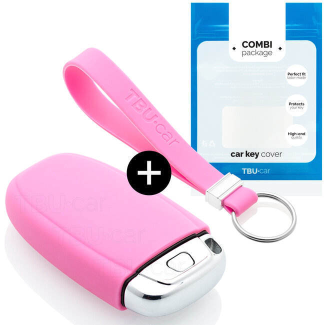 Car key cover compatible with Audi - Silicone Protective Remote Key Shell - FOB Case Cover - Pink
