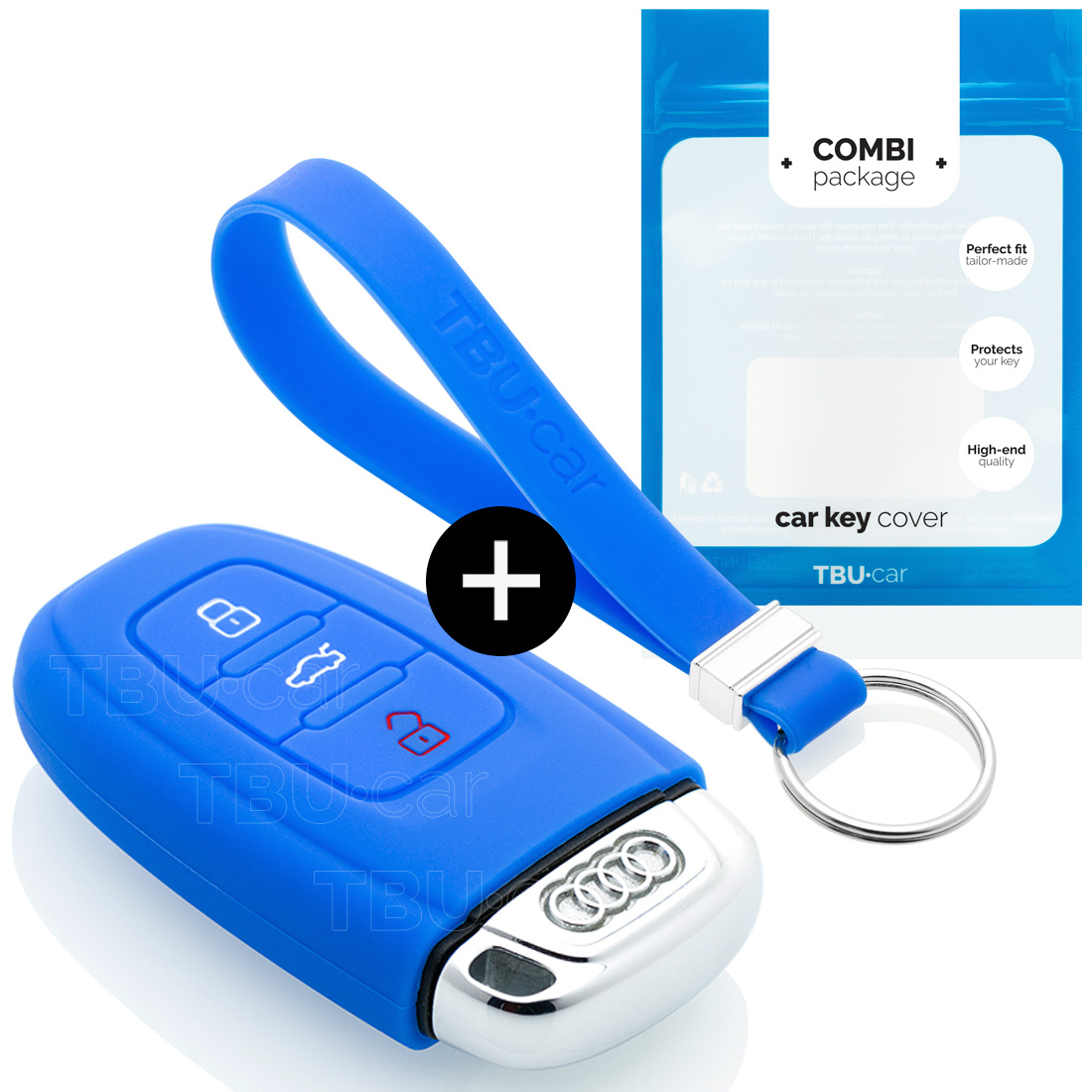 TBU car TBU car Car key cover compatible with Audi - Silicone Protective Remote Key Shell - FOB Case Cover - Blue