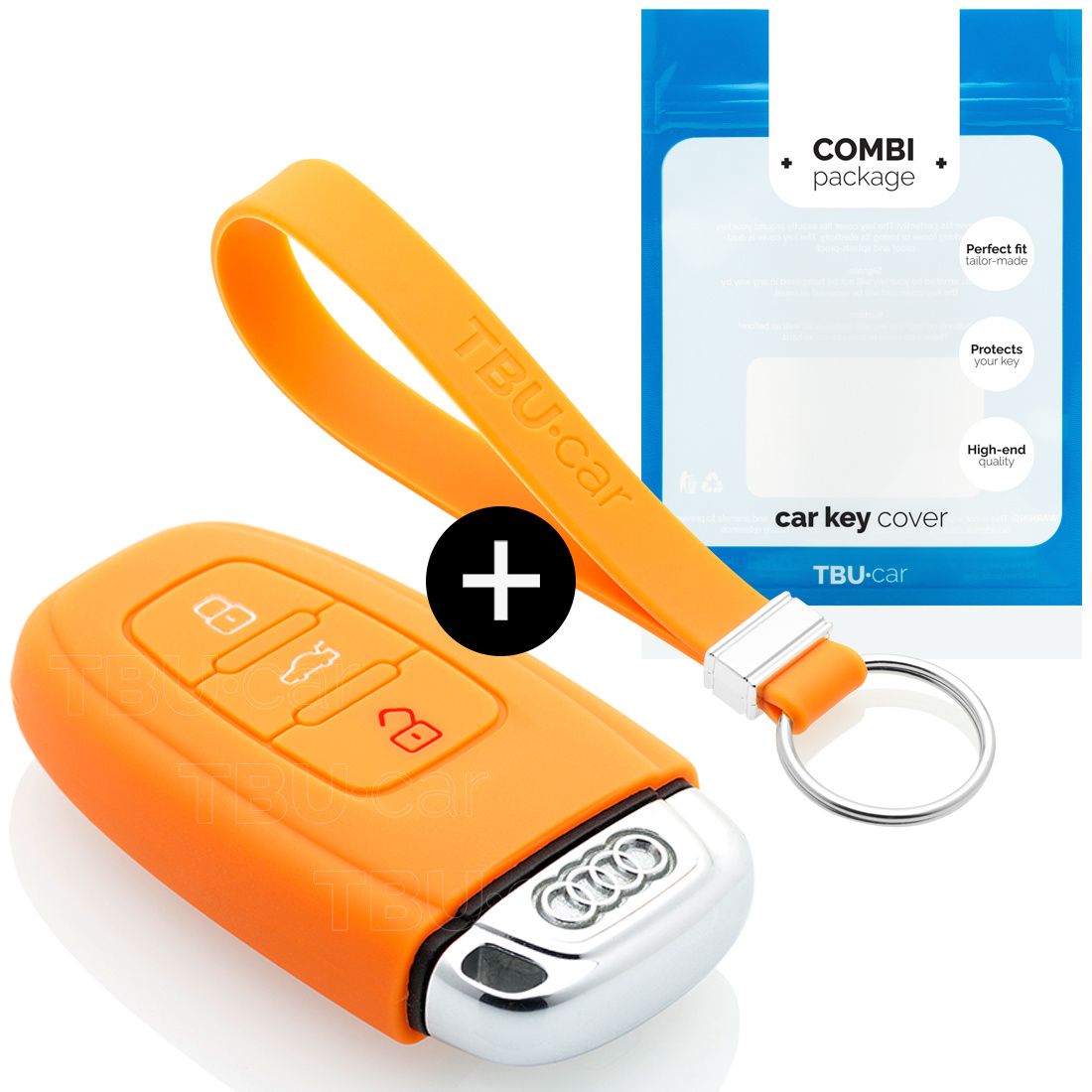 TBU car TBU car Funda Carcasa llave compatible con Audi - Funda de Silicona - Cover de Llave Coche - Naranja