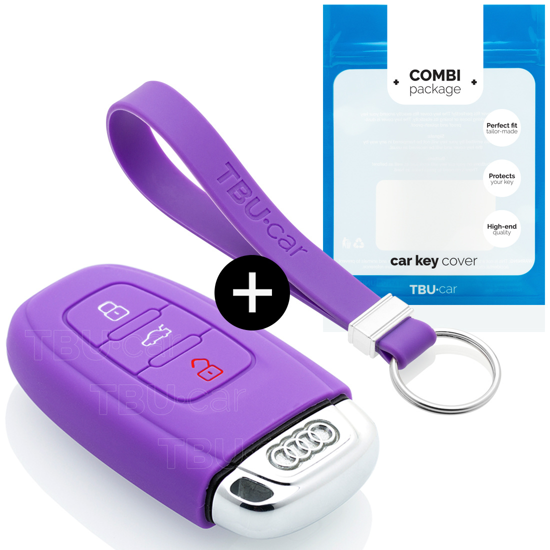 TBU car TBU car Autoschlüssel Hülle kompatibel mit Audi 3 Tasten (Keyless Entry) - Schutzhülle aus Silikon - Auto Schlüsselhülle Cover in Violett