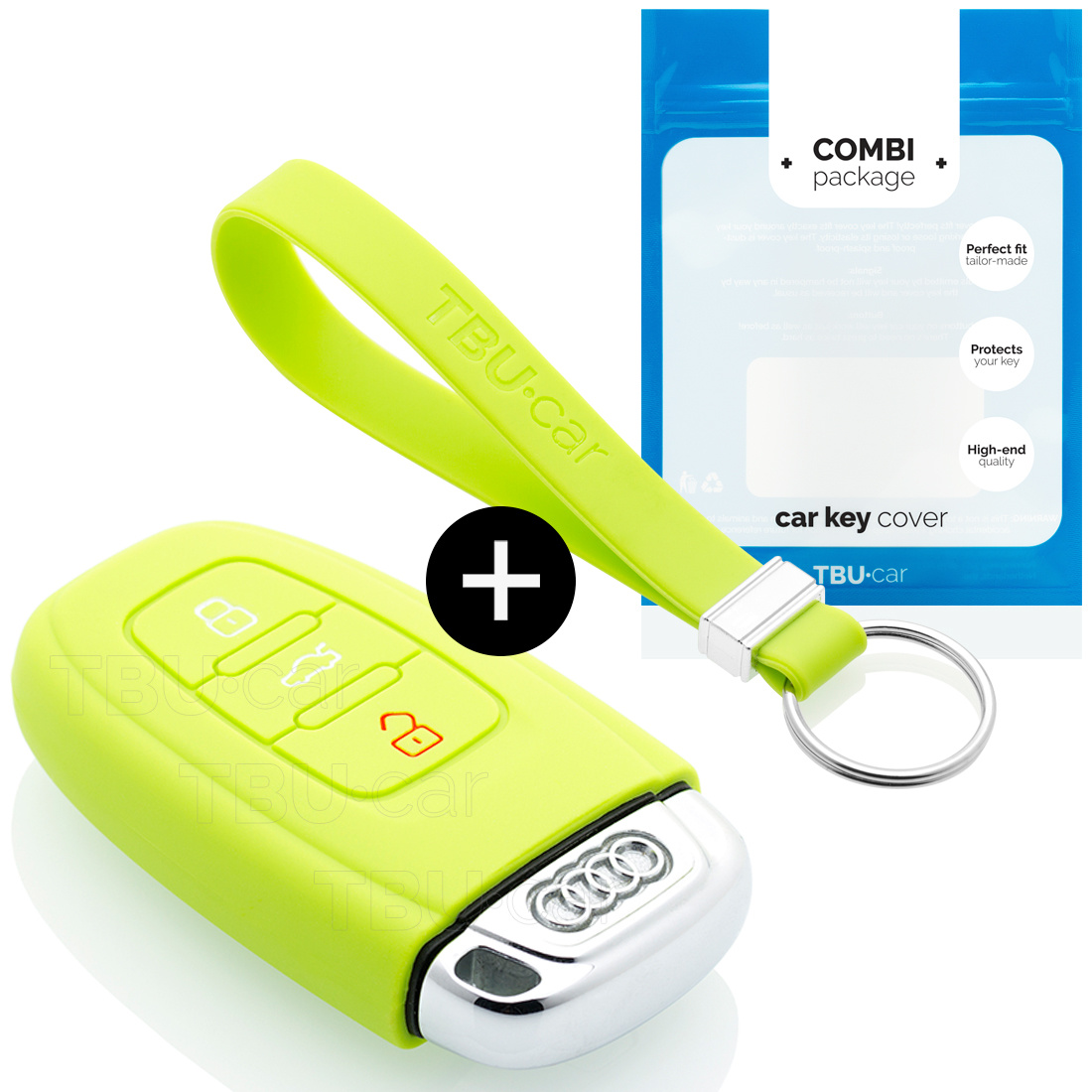 TBU car TBU car Car key cover compatible with Audi - Silicone Protective Remote Key Shell - FOB Case Cover - Lime green