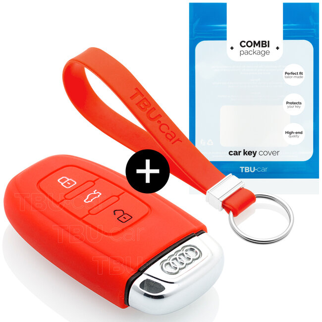 Car key cover compatible with Audi - Silicone Protective Remote Key Shell - FOB Case Cover - Red