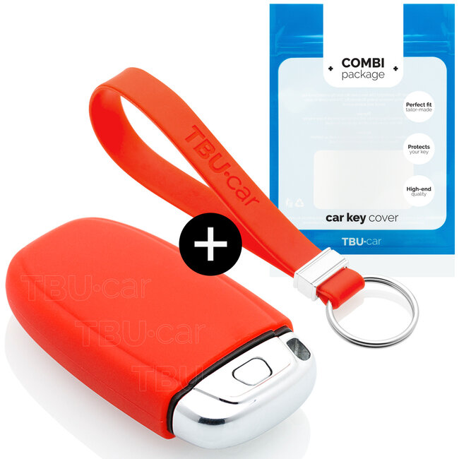Car key cover compatible with Audi - Silicone Protective Remote Key Shell - FOB Case Cover - Red