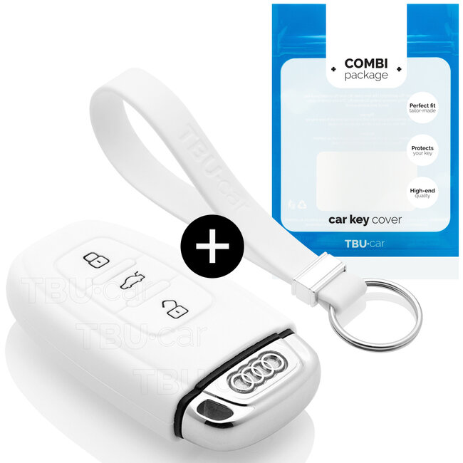 Funda Carcasa llave compatible con Audi - Funda de Silicona - Cover de Llave Coche - Blanco