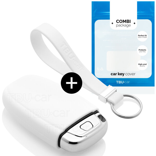 Capa para chave do carro compatível com Audi - Capa Protetora de Chave Remota de Silicone - Tampa Remota FOB - Branco