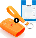 TBU car TBU car Autoschlüssel Hülle kompatibel mit Audi 3 Tasten (Keyless Entry) - Schutzhülle aus Silikon - Auto Schlüsselhülle Cover in Orange