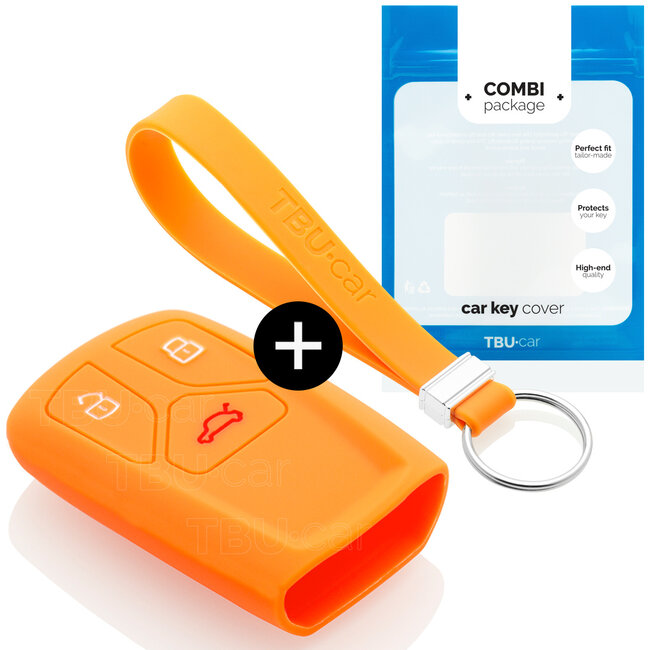 Car key cover compatible with Audi - Silicone Protective Remote Key Shell - FOB Case Cover - Orange