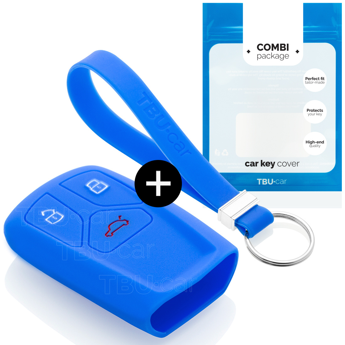 TBU car Audi Capa Silicone Chave do carro - Capa protetora - Tampa remota FOB - Azul