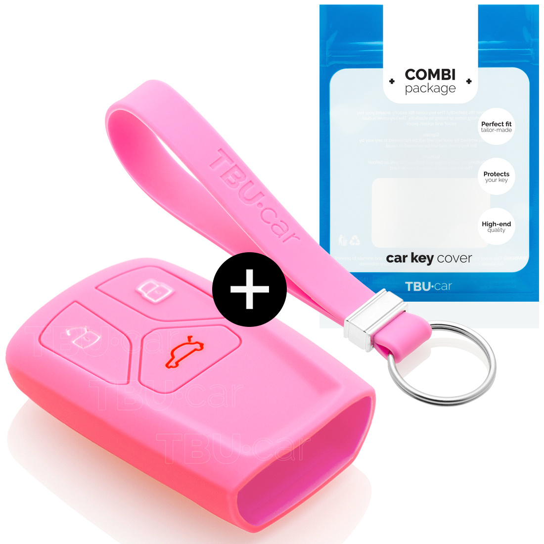 TBU car Audi Capa Silicone Chave do carro - Capa protetora - Tampa remota FOB - Rosa