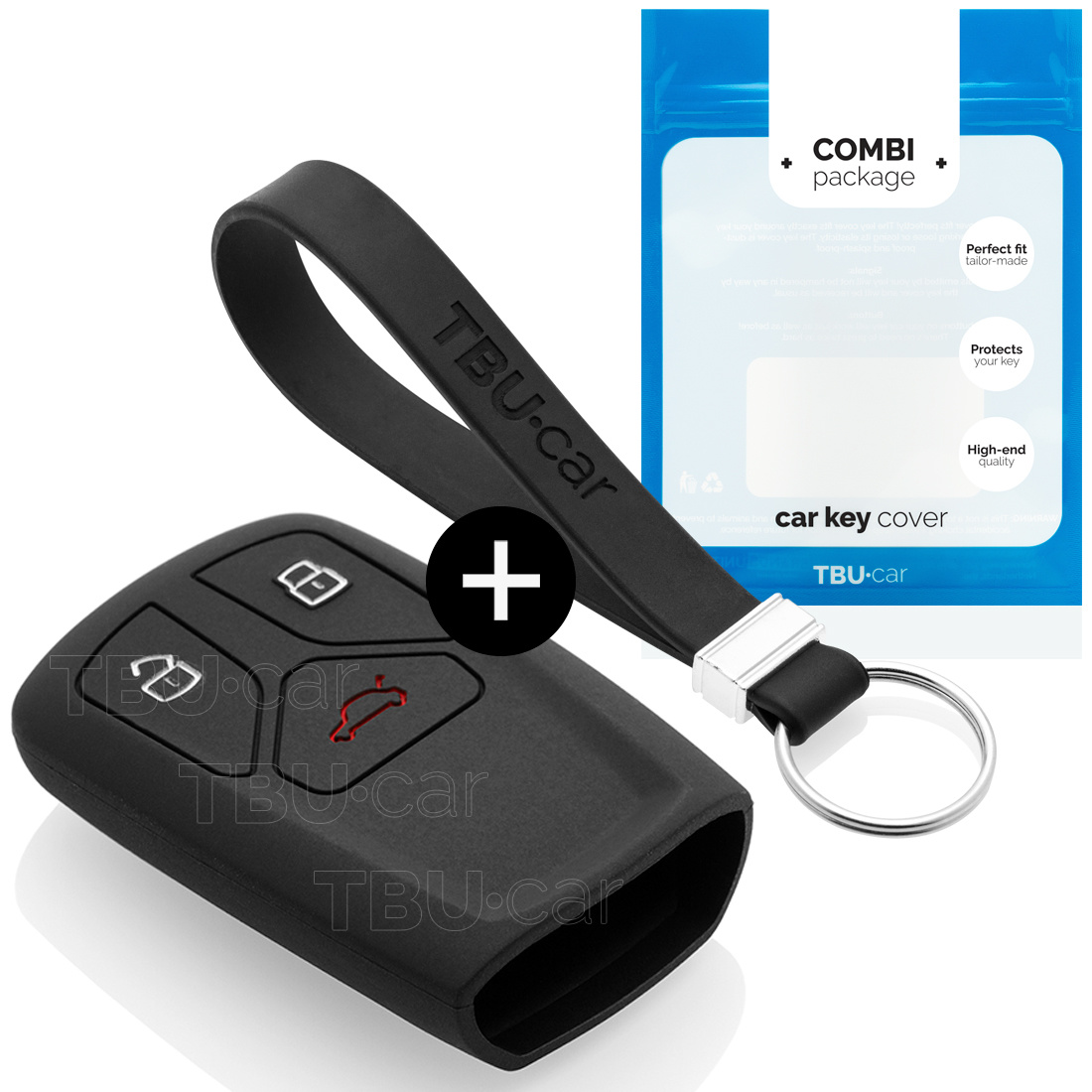 TBU car TBU car Autoschlüssel Hülle kompatibel mit Audi 3 Tasten (Keyless Entry) - Schutzhülle aus Silikon - Auto Schlüsselhülle Cover in Schwarz