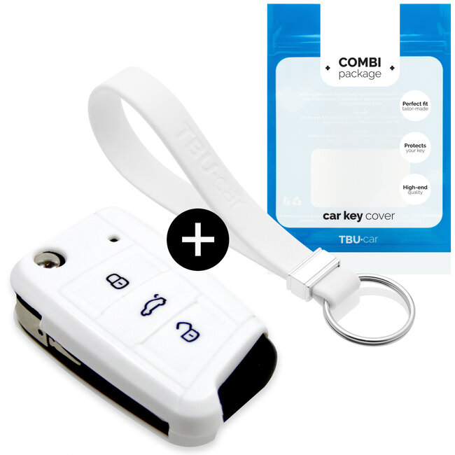 Car key cover compatible with Audi - Silicone Protective Remote Key Shell - FOB Case Cover - White