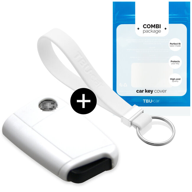 Car key cover compatible with Audi - Silicone Protective Remote Key Shell - FOB Case Cover - White